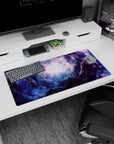 Spiraling nebula vortex toward a bright core mouse pad 32x16 inches like a portal on your desk.