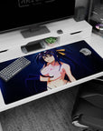 Anime desk pad 40x20 inches featuring Akeno Himejima from High School DxD in sunglasses and a violet bikini with gold accents.