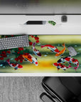 36x16 inches desk pad with koi fish and cherry tree design, capturing the beauty of vibrant koi and lush crimson cherries for a peaceful workspace.