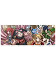 Fairy Tail anime mouse pad 32x12 inches featuring Natsu, Lucy, Gray, Erza and Happy in a café desk scene.
