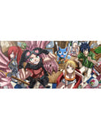 Fairy Tail crew café scene desk pad, Natsu Lucy Gray Erza and Happy, 36x16 inches.