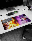 32x16 inches Naruto Uzumaki and Sasuke Uchiha mouse pad, Leaf headband and high collar face-off.