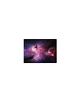 Nebula galaxy mouse pad with star-speckled swirls on a dark background, 14x10 inches.