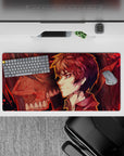 32x16 inches mouse pad with Eren Yeager's Attack Titan form, grunge and fiery design for an action-packed AoT desk atmosphere.