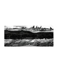28x12 inches anime mouse pad with colossal sci-fi battleship hovering above a crowded city skyline.