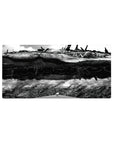 32x16 inches anime mouse pad with a colossal sci-fi battleship hovering above a crowded city skyline.