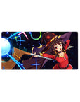 Anime mouse pad 32x16 inches featuring Megumin from Konosuba casting Explosion, with vibrant colors and dynamic action.