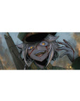 Anime girl desk pad 36x16 inches with grinning silver-haired soldier art and gritty brush textures.