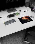 Spiral galaxy scene circling a lonely cute planet, classic desk mouse pad 14x10 inches.