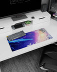 Starry sky scene mouse pad 28x12 inches featuring sparkling tiny stars and a bright comet shooting across.