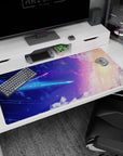 Comet wish scene desk pad 40x20 inches featuring a shooting star across a dreamy starry sky.