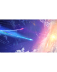 Night sky gradient desk pad 40x20 inches with stars, comet streak, and soft cloud swirls.