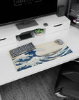 Dynamic Great Wave artwork on 28x12 desk mat perfect for celebrating Japanese heritage and natural power