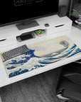 Oceanic artwork on 36x16 desk mat captures the timeless spirit of Hokusai's masterpiece vividly