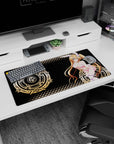 Irina Shidou from High School DxD in bunny outfit on 32x16 inch mouse pad, featuring gold arcane circles and pop-art style.