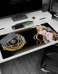 Irina Shidou anime desk pad 40x20 inches, featuring her in bunny mode with pastel colors and magical gold circles.