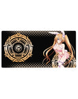 Irina Shidou bunny-themed anime mouse pad, 32x16 inches. Features pastel pink, gold arcane circles, High School DxD theme.