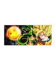 28x12 inch mouse pad featuring Shenron and Super Saiyan Goku with seven-star dragon ball for bold vibes