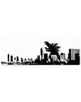 32x12 inches anime mouse pad with black-and-white city skyline and roaring kaiju silhouette poster design.