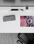 Rosy nebula and smoky violet blur classic mouse pad 14x10 inches, calm dreamy space aesthetic with streaky stars.