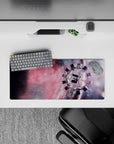 Dreamy rosy nebula with smoky violet tones mouse pad, 28x12 inches, calm fast space vibe.