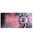 Cosmic nebula spaceship desk mouse pad, 32x16 inches, with streaky stars and smooth gradients.