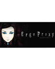 36x16 inches anime girl desk pad with Re-L Mayer portrait on inky black, worn purple textured backdrop.