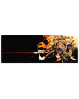 Compact 32x12 inches mouse pad featuring Eren, Mikasa, and Armin, soaring into battle with flames for an action-packed anime look.