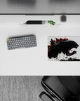 14x10 inches mouse pad featuring Kaiju design, with bold black brush strokes and fiery red accents capturing the thrill of destruction.