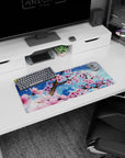 Dynamic Sakura Blossoms Sky artwork on 28x12 desk mat perfect for celebrating the essence of spring