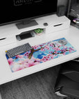 Small but impactful 32x12 desk mat showcases spring's serenity with striking sakura artistry