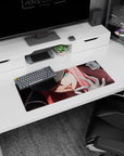 My Hero Academia mouse pad, 28x12 inches, featuring Zero Two design with sharp gaze and glowing intensity for a dominating, bold look.