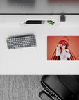 Rias Gremory from High School DxD on a 14x10 inch anime mouse pad, wearing a loose white shirt, red hair flowing.