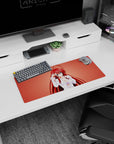 Anime mouse pad featuring Rias Gremory from High School DxD, with a warm coral background, size 28x12 inches.
