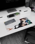 Tanjiro and Nezuko on 28x12 inches Demon Slayer mouse pad, showcasing sibling power and loyalty with vibrant colors.