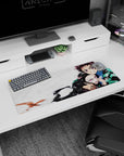 Tanjiro and Nezuko on 32x12 inch anime mouse pad from Demon Slayer, showcasing sibling bond and intense emotion.