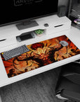 36x16 inches anime desk pad showing a scarred red-haired fighter from behind, arms flexed, crowd below.