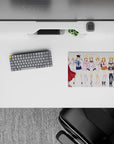 14x10 inches anime mouse pad in soft blond, violet, blue, red, and pink tones with a dreamy cute vibe.