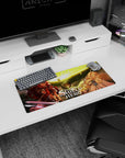 Naofumi with Raphtalia and Filo under a gold spell circle anime mouse pad 28x12 inches.
