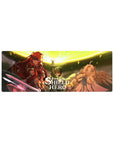 The Rising of the Shield Hero anime mouse pad 32x12 inches with Raphtalia, Naofumi, and Filo.