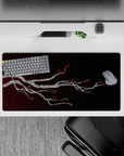 32x16 inches mouse pad with elegant branch design, showcasing silver-gray branches and bold red blossoms for a minimalist, vintage touch.