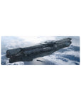 Starship scene desk mouse pad 32x12 inches with detailed sci-fi spacecraft over icy planet backdrop.