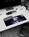 28x12 inches NieR:Automata mouse pad showing 2B and A2 leaning close with swords and drifting petals.