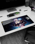 32x16 inches NieR:Automata mouse pad showing 2B and A2 leaning close, swords drawn, petals drifting.
