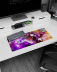 28x12 inches Yuuki Konno Sword Art Online mouse pad, smiling with violet hair and bold crimson accents.