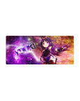 28x12 inches anime girl mouse pad with cosmic nebula backdrop, glitter stars, KONNO YUUKI poster text.