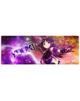 32x12 inches anime girl mouse pad with cosmic nebula background, glitter stars, and bold KONNO YUUKI text.