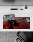 Destructive power 28x12 mouse pad featuring Ichigo's final form, black tendrils, and red energy for a dynamic and intense workspace atmosphere