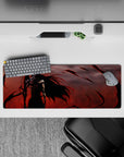 Unleashed power 32x12 mouse pad featuring Ichigo's final form, black tendrils, and red energy for a dramatic, battle-ready desk setup