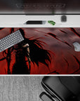 Destructive power 40x20 desk pad showcasing Ichigo's final transformation with black tendrils, red energy, and a gaze full of rage and destruction